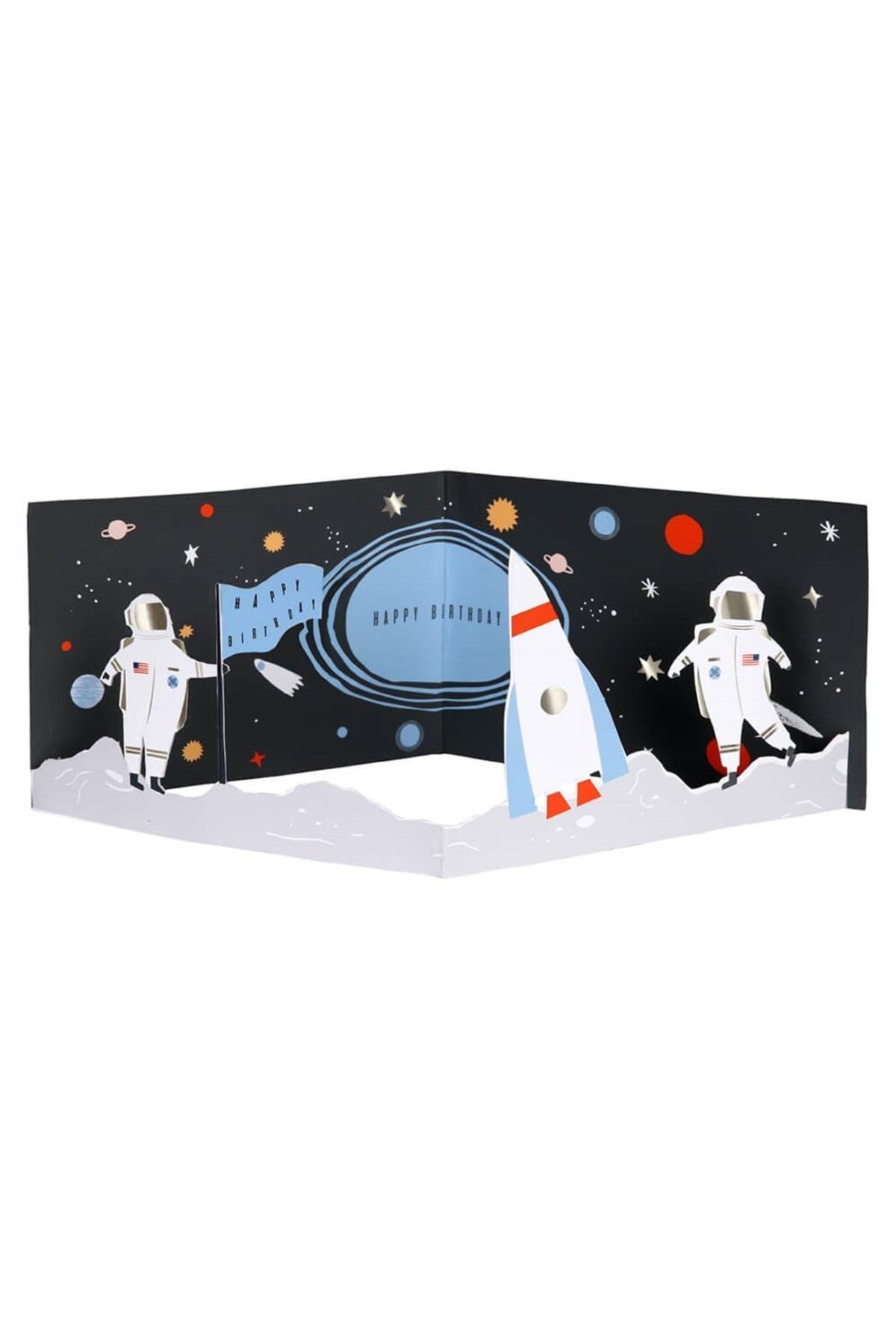 Meri Meri - Space Card - Uzay Tebrik Kartı - 3D Çok Renkli