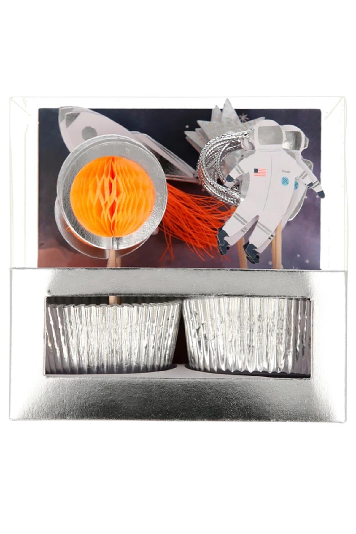 Meri Meri - Space Cupcake Kit - Uzay Cupcake Kiti -24lü Çok Renkli