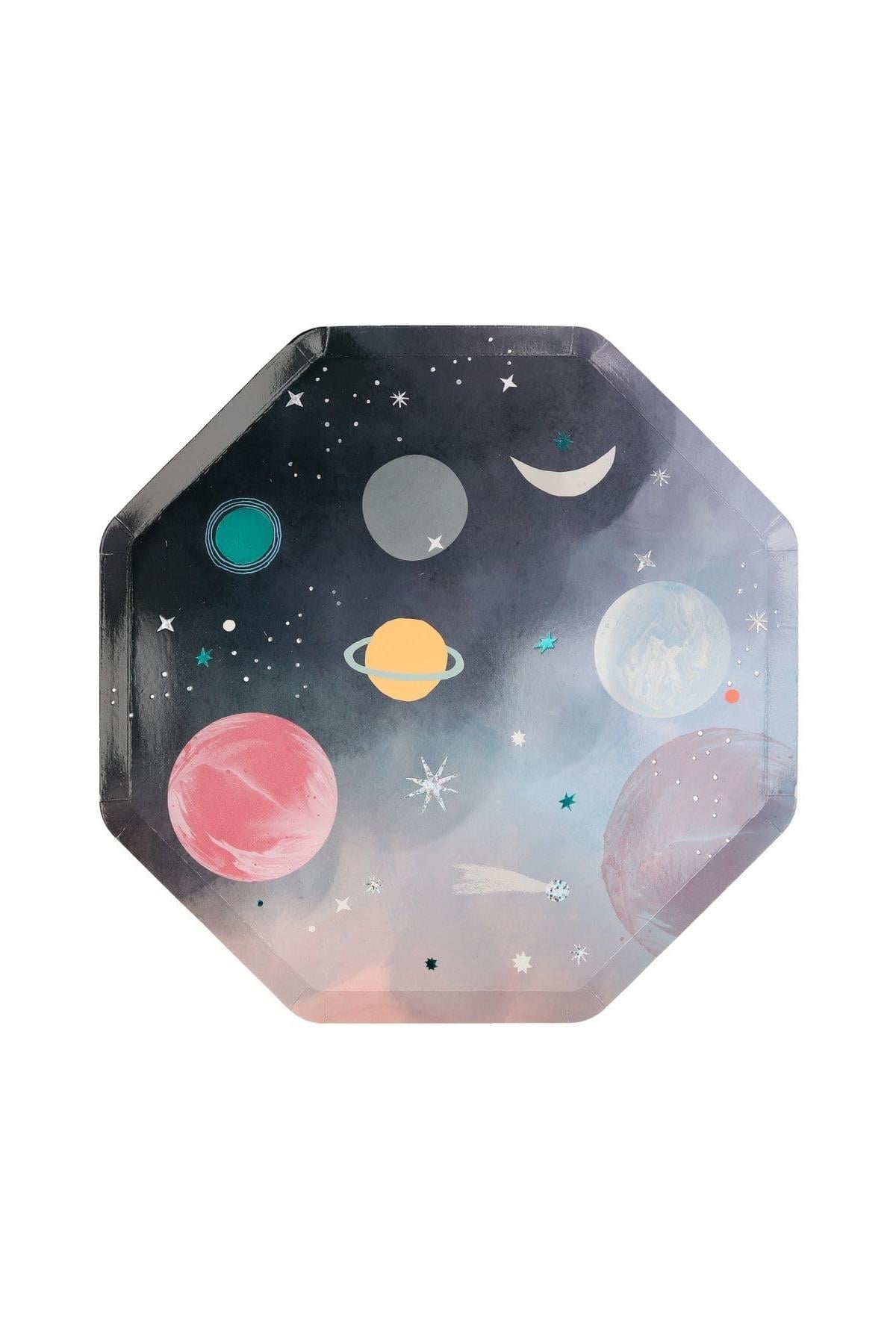 Meri Meri - Space Plates - Uzay Tabaklar - L - 8'li Çok Renkli