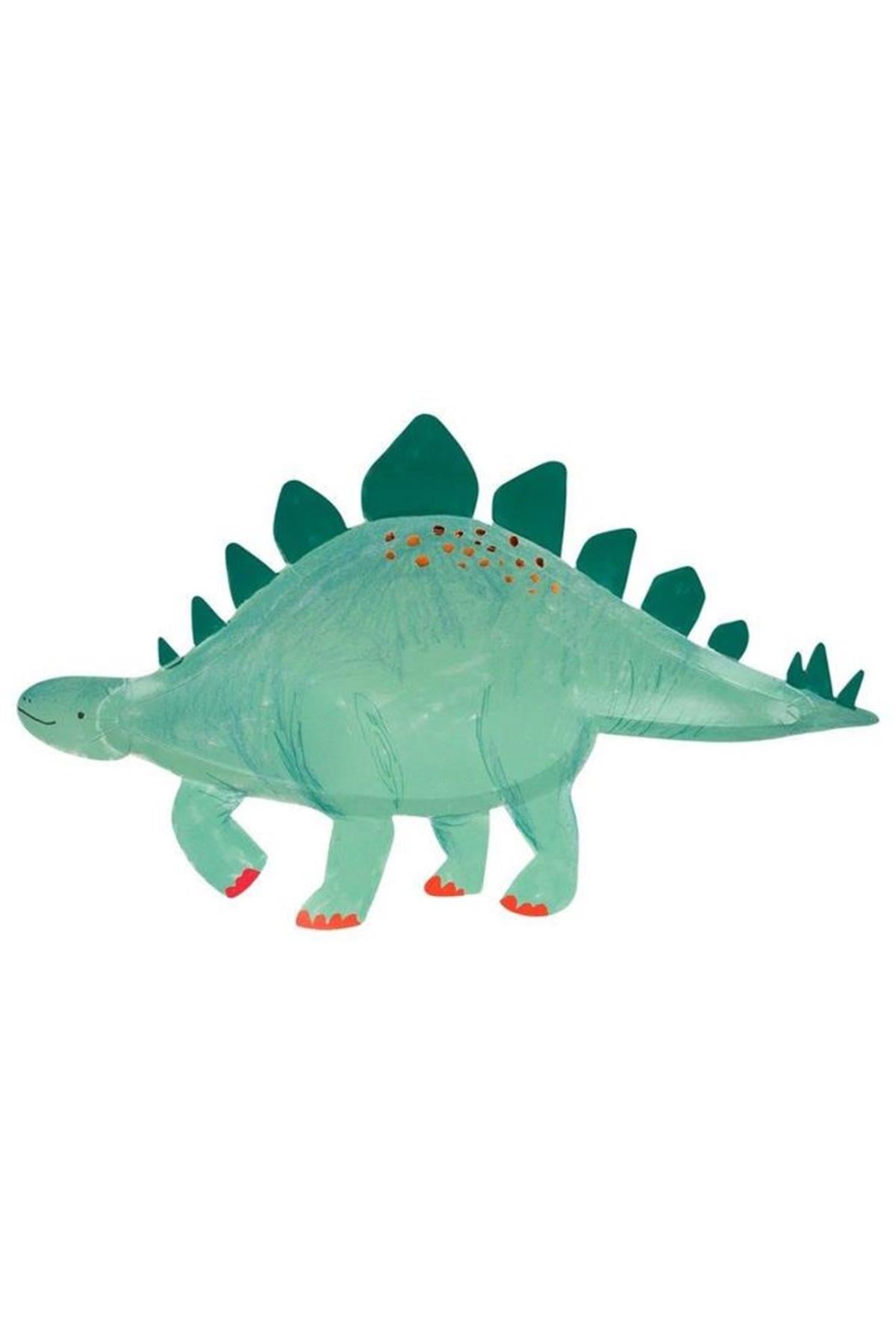 Meri Meri - Stegosaurus Platters - Dinozor Servis Tabağı Çok Renkli