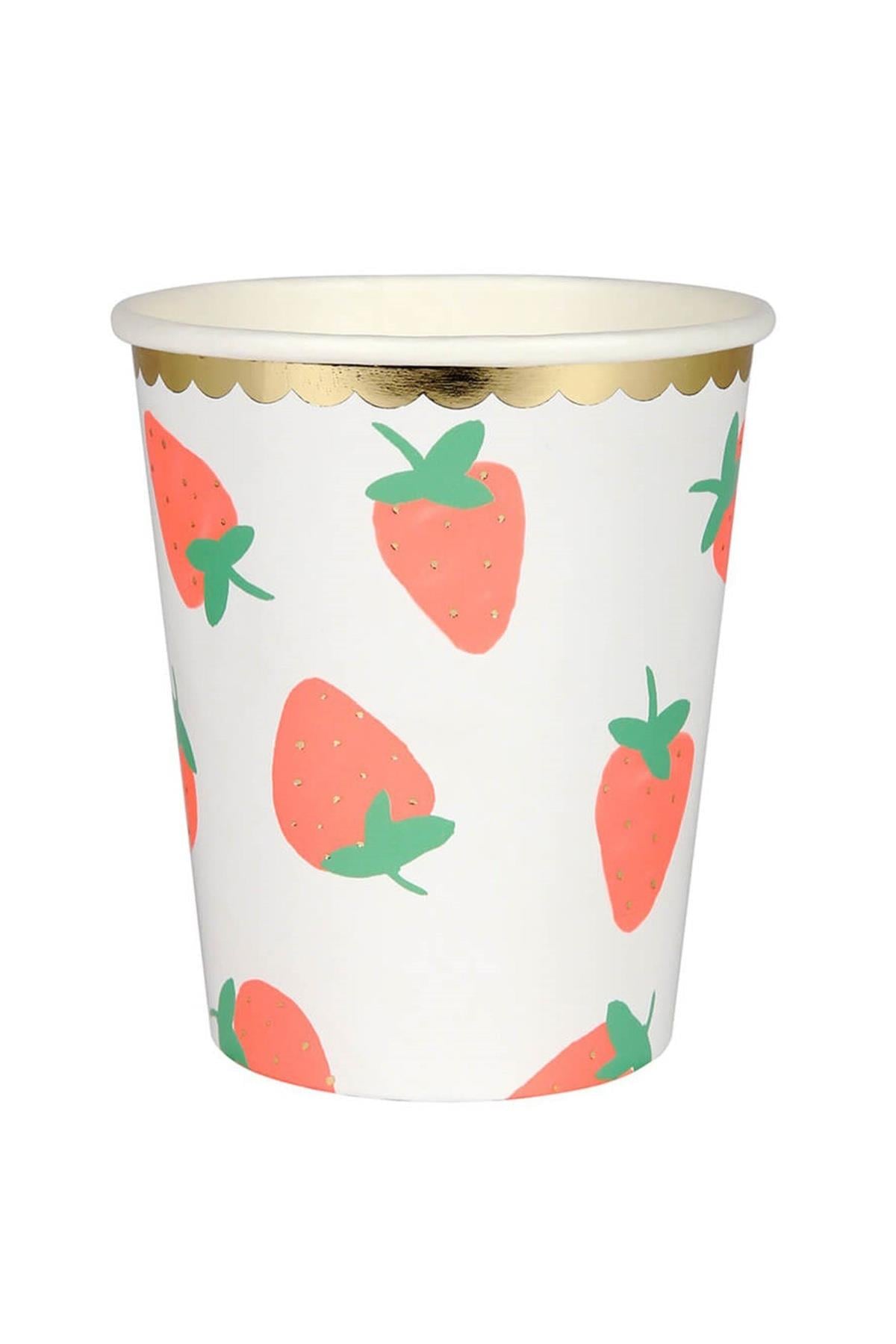 Meri Meri - Strawberry Party Cups - Çilek Bardak Çok Renkli