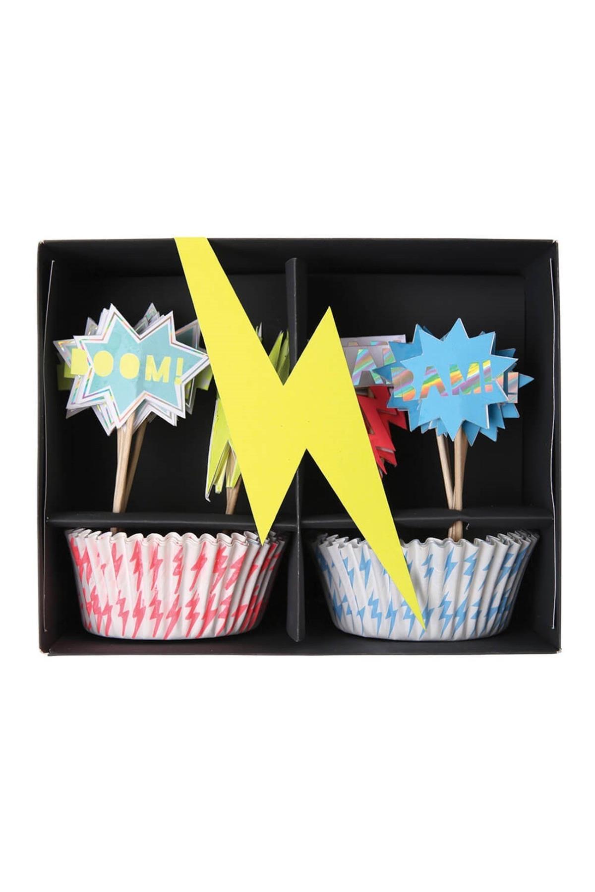 Meri Meri - Süper Kahraman Cupcake Kit Çok Renkli