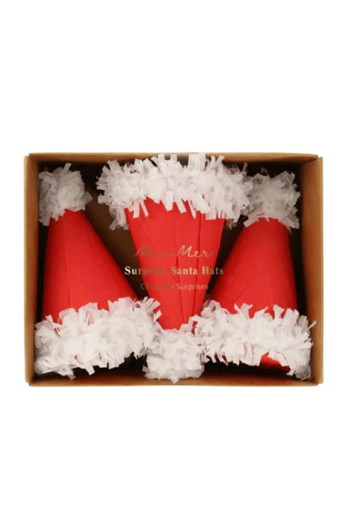 Meri Meri - Surprise Santa Hats - Süprizli Noel Baba Şapkalar (3'lü) Çok Renkli
