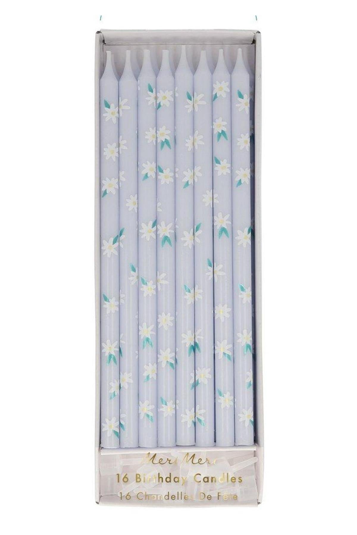 Meri Meri - Tapered Daisy Candles - Papatya Desenli Mumlar Çok Renkli