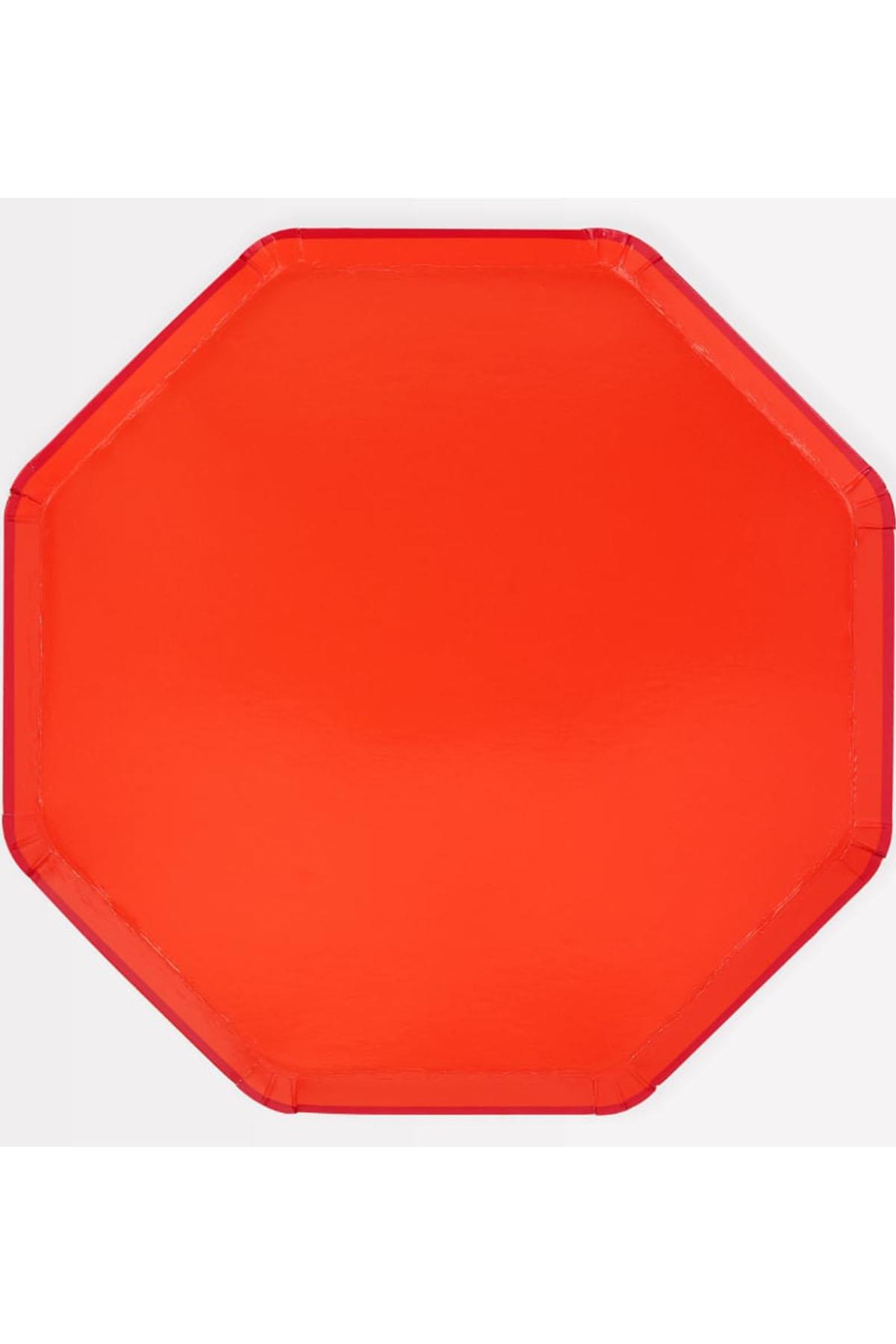 Meri Meri - Tomato Red Dinner Plates - Domates Kırmızısı Tabaklar (L) (x8) Çok Renkli