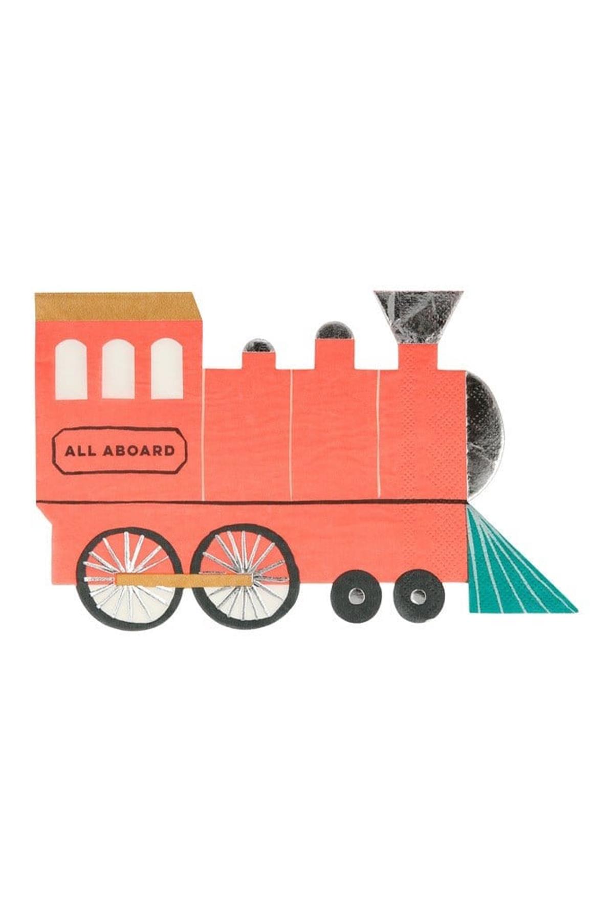 Meri Meri - Train Napkin - Tren Peçete - 16'lı Çok Renkli