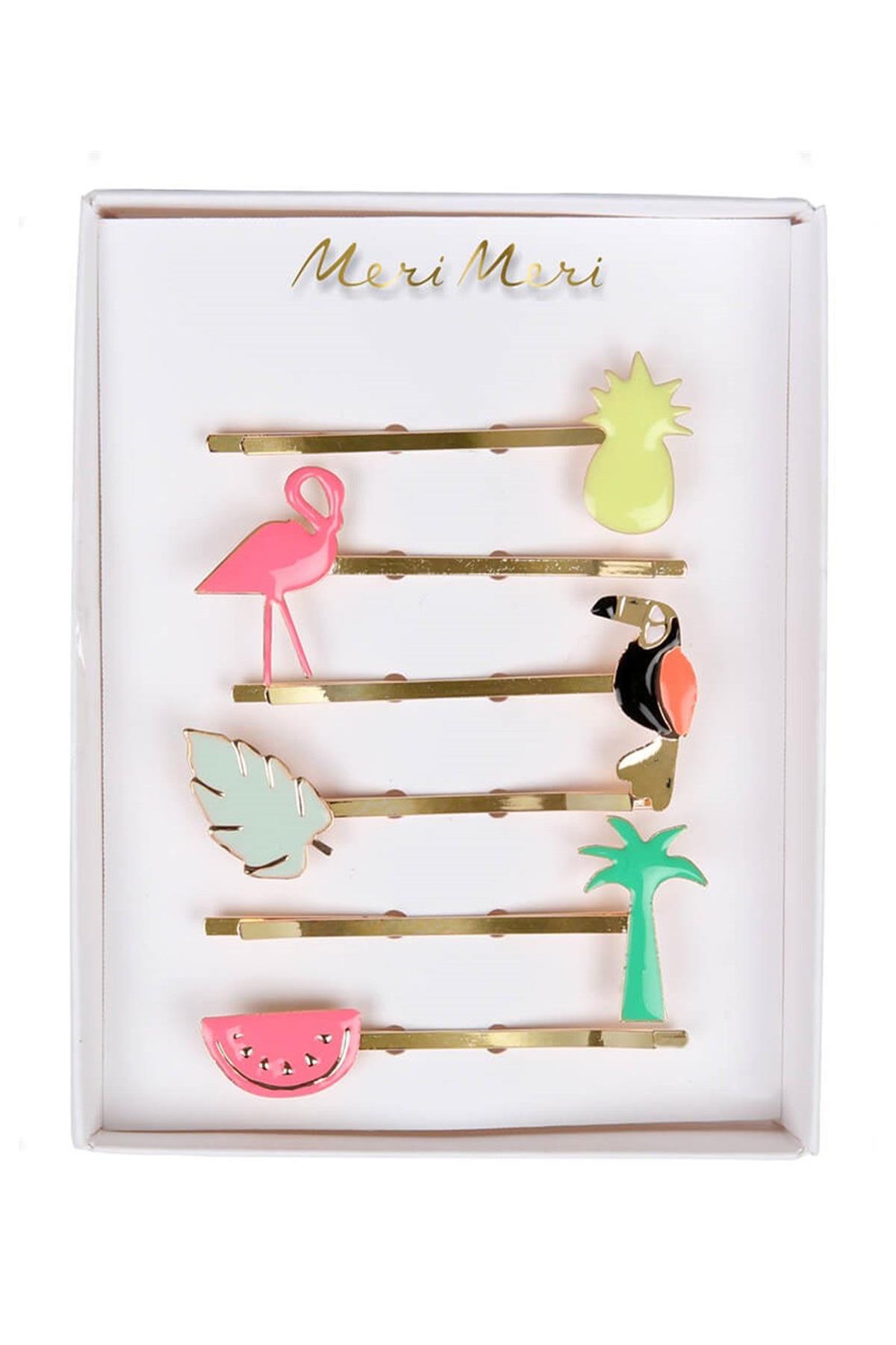 Meri Meri - Tropical Enamel Hair Slides - Tropikal Toka Çok Renkli