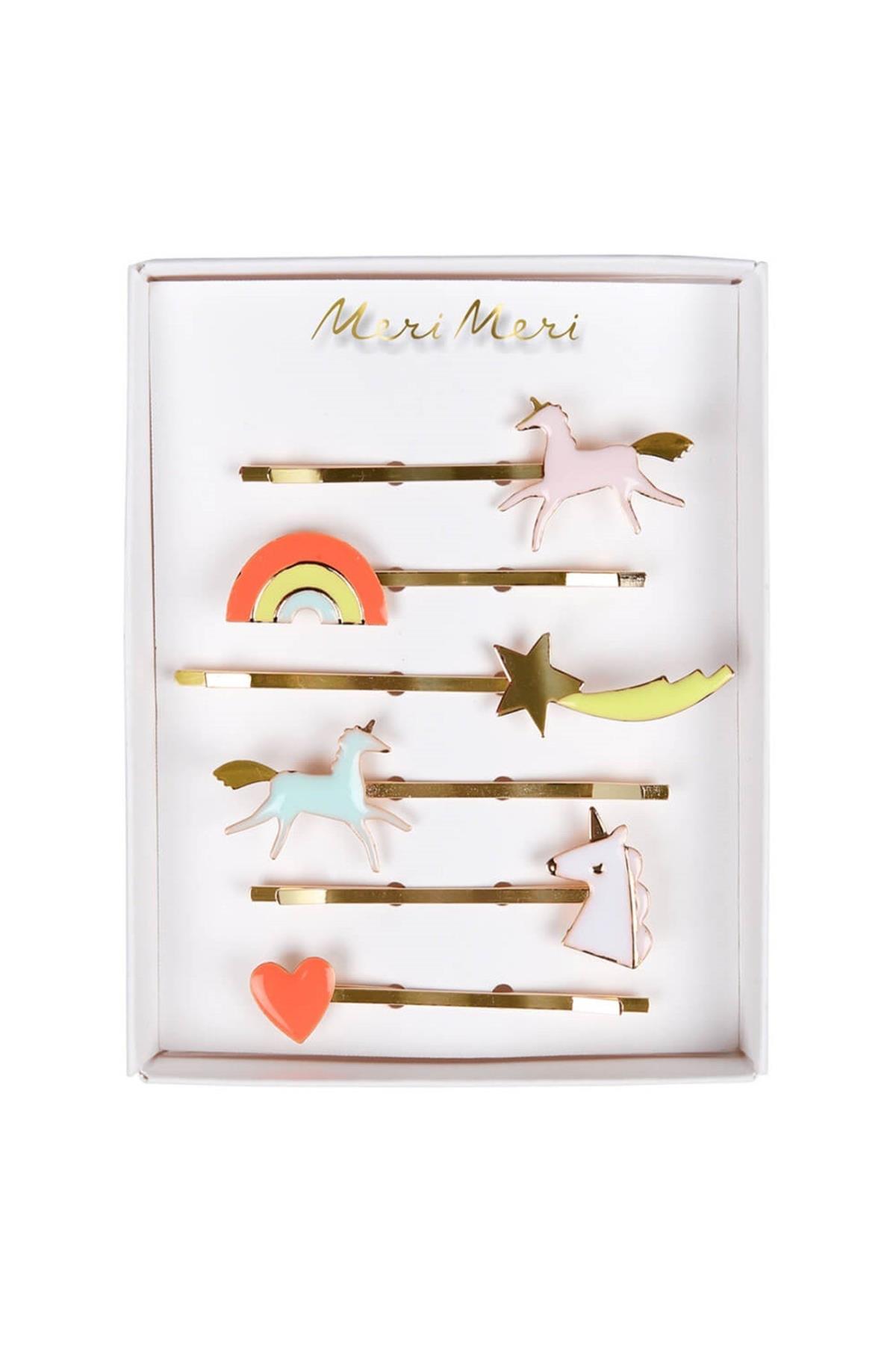 Meri Meri - Unicorn Enamel Hair Slides - Unicorn Toka Çok Renkli