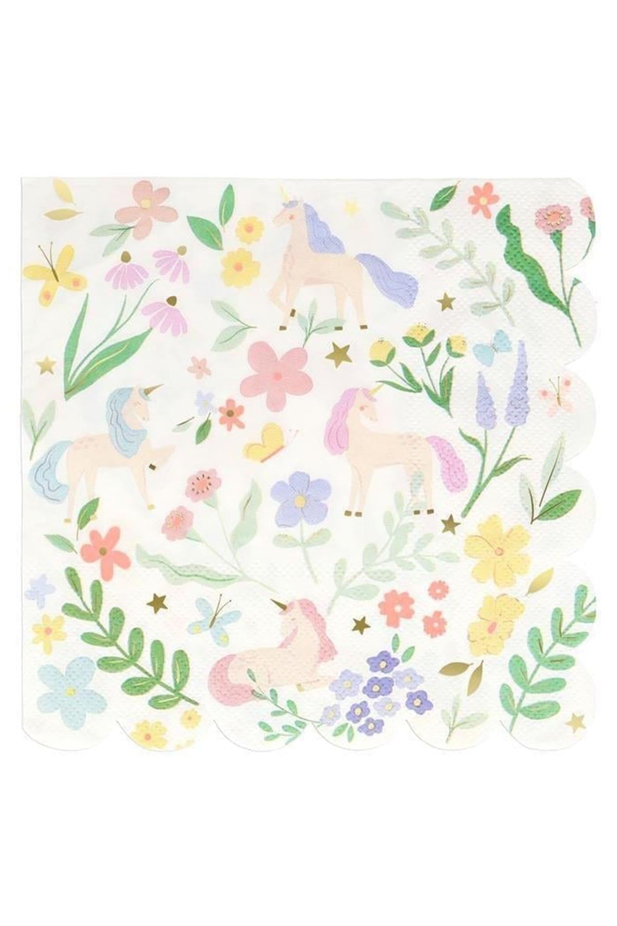 Meri Meri - Unicorn Peçeteler - L - 16 Adet Çok Renkli