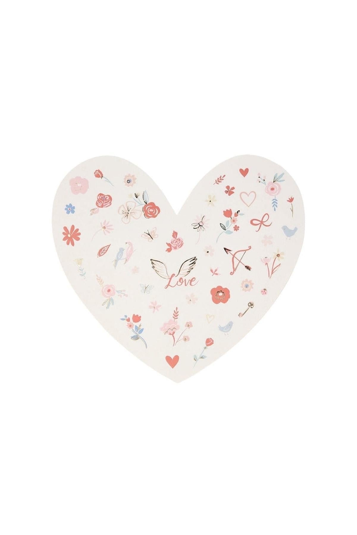 Meri Meri - Valentine’s Mini Sticker Sheets - Kalp & Çiçek Desenli Mini Çıkartmalar - 5'li Çok Renkli