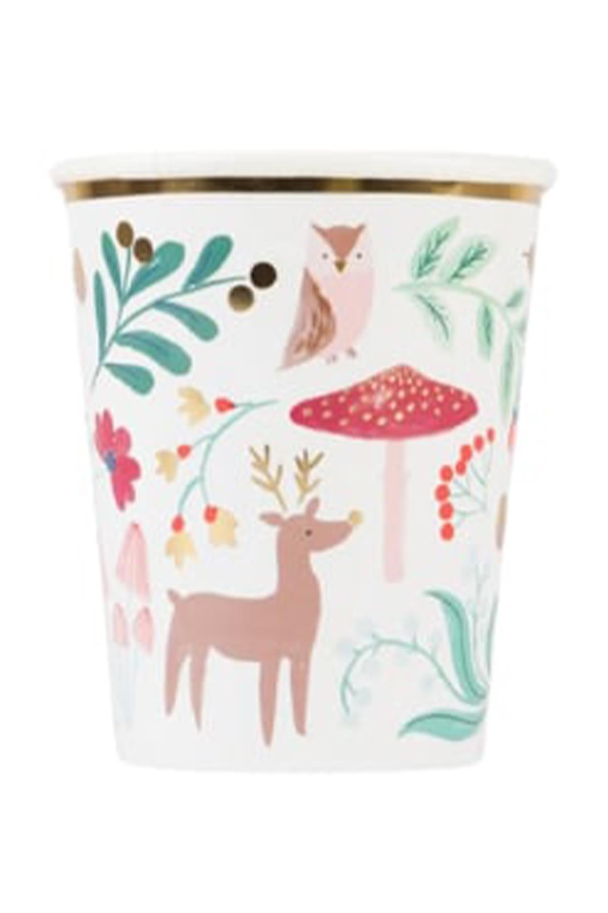 Meri Meri - Winter Woodland Cups - Orman Bardak (8'li) Çok Renkli