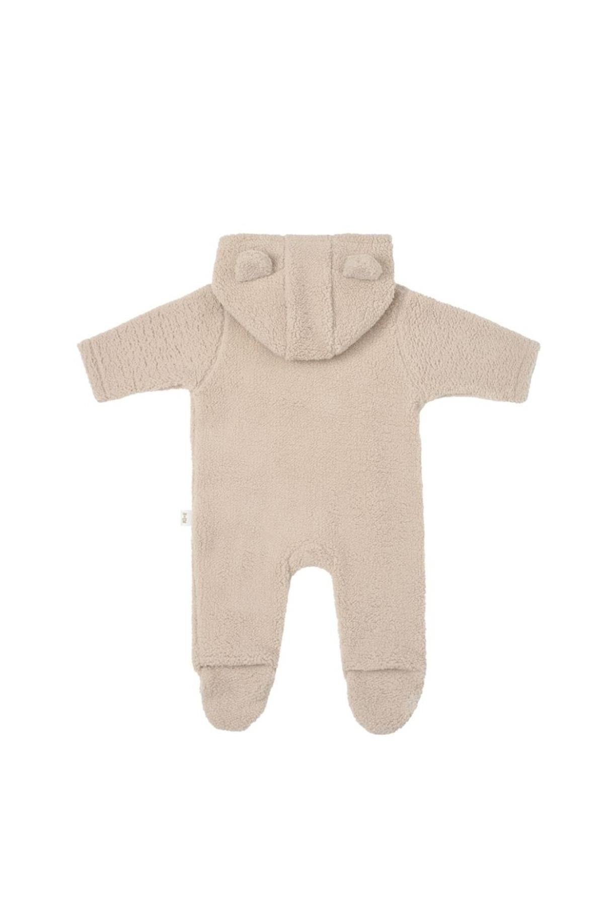 Miela Kids / Ayı Kulaklı Kapüşonlu Peluş Tulum Bej