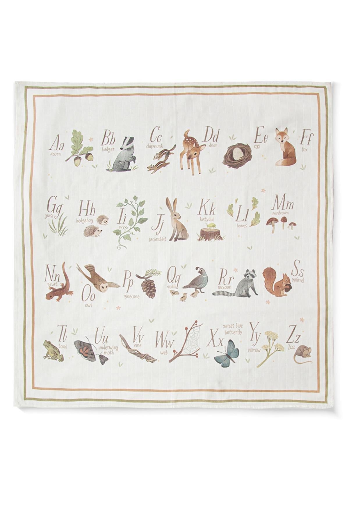 Nilue / Natural Letters Muslin Örtü Çok Renkli