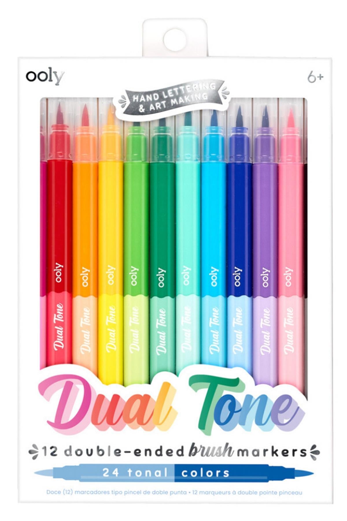 Ooly Dual Tone Fırça Uçlu Çift Taraflı 12’li (24 renk) Keçeli Kalem Çok Renkli