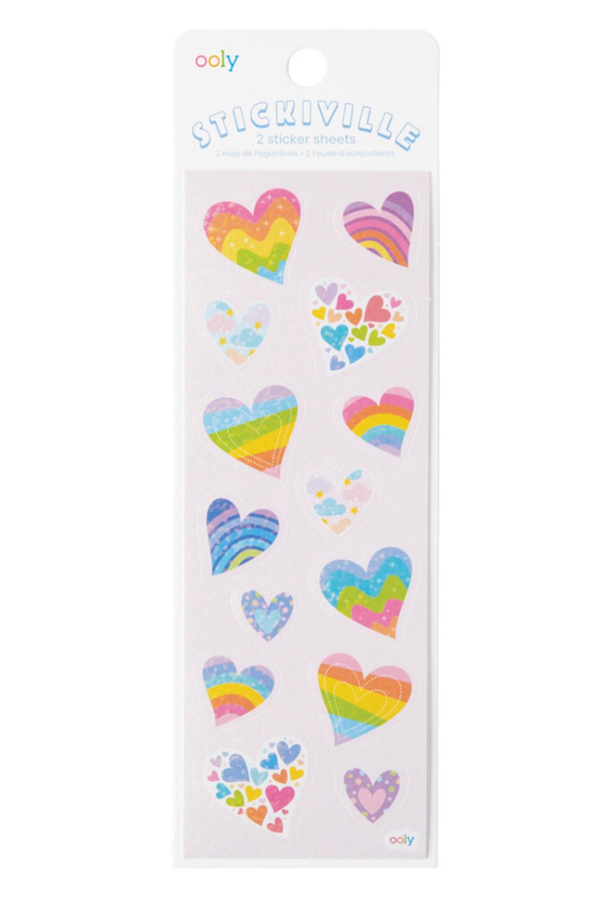 Ooly Stickiville Çıkartmalar - Rainbow Hearts Çok Renkli