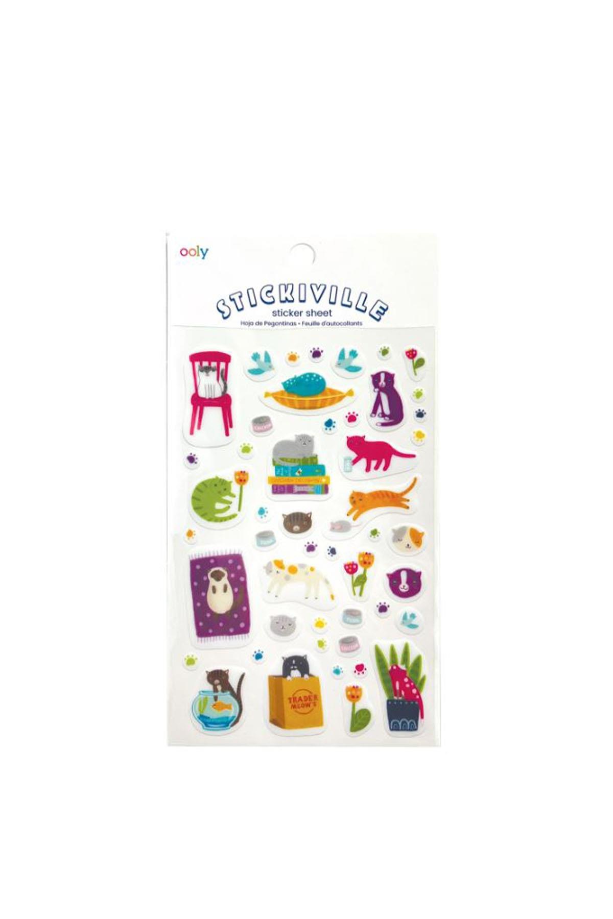 Ooly Stickville Çıkartmalar - Quirky Cats Çok Renkli