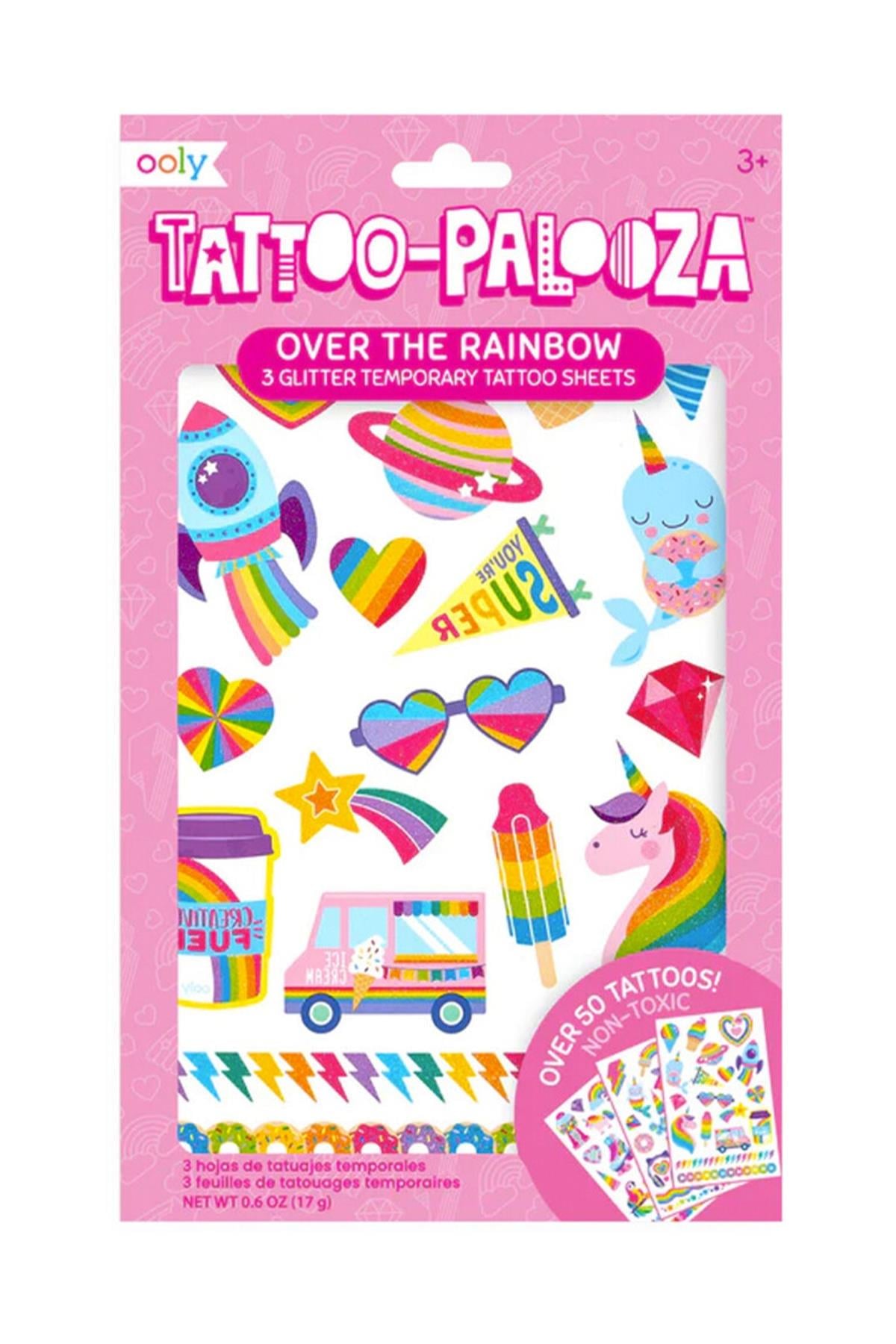 Ooly Tattoo Palooza Geçici Dövme Seti - Over The Rainbow Çok Renkli