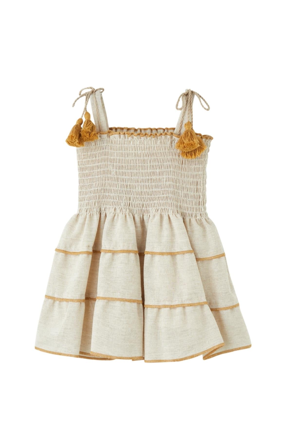 Patique / Boho Gipeli Elbise Krem