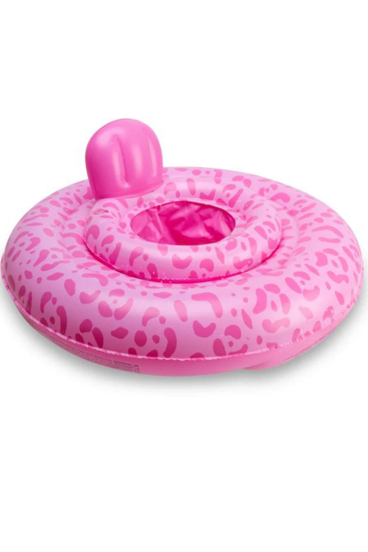 Swim Essentials Leopard Pink Bebek Sırt Destekli Yüzme Simidi 0-1 Yaş Çok Renkli