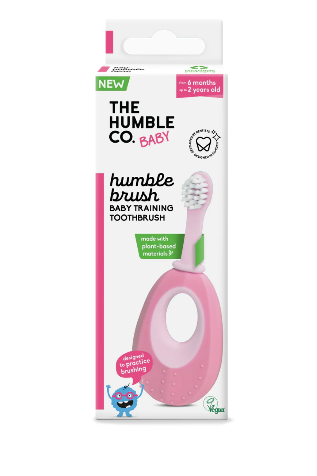 The Humble Co. / Humble Brush Baby Bebekler için Alıştırma Diş Fırçası Pembe