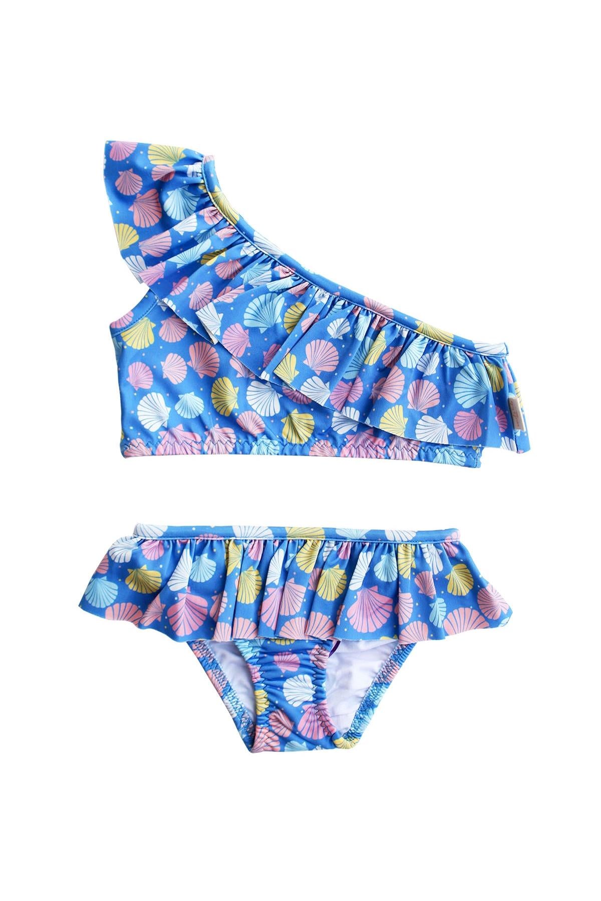 UV Korumalı Ruffle Tek Omuz - Sea Shell Çok Renkli