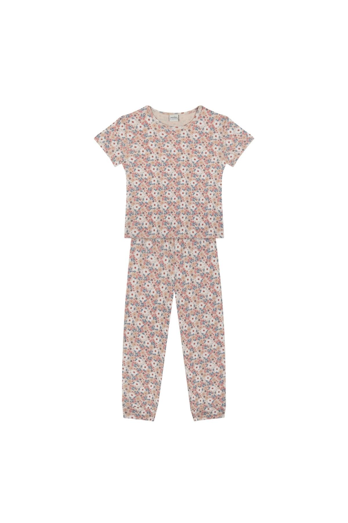 Yaz Buketi Kısa Kollu Pijama Takımı Pembe