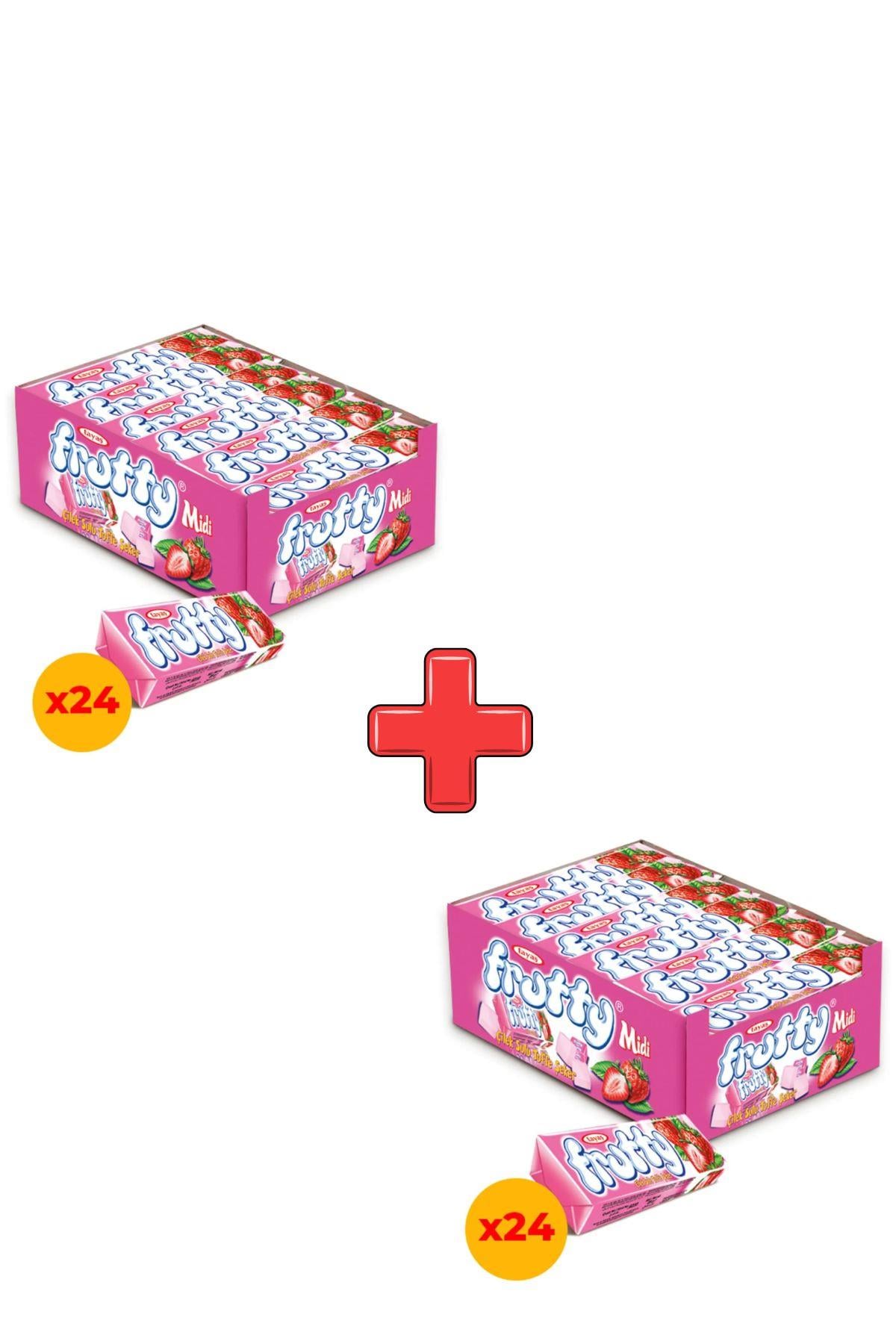 Frutty Midi Çilekli Yumuşak Şeker 20 gr X 24 Adet Kutulu 2li Paket