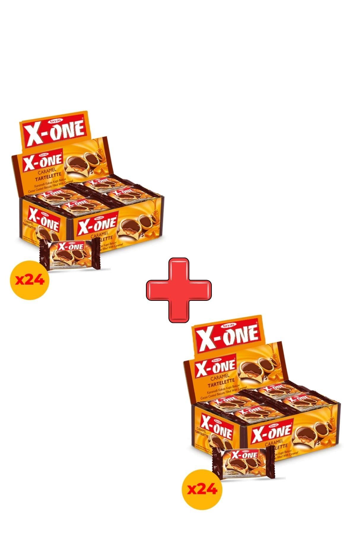 X-One Tartelette Karamelli Kakao Kaplı Bisküvi 20 Gr X 24 Adet Kutulu 2li Paket