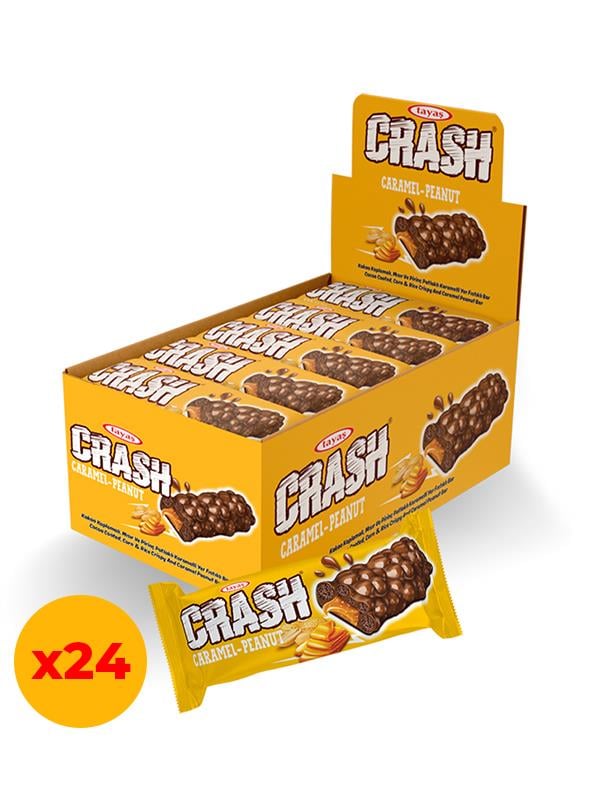 Crash Karamelli ve Yer Fıstıklı Pirinç Patlaklı Bar Kutu 40 Gram x 24 Adet Kutulu