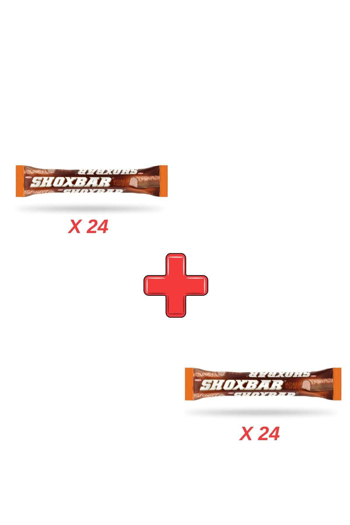 Shox Bar Kakao Kaplamalı Fındık Aromalı Kakaolu Nuga Bar 15 Gr X 24 Adet Kutulu 2li Paket