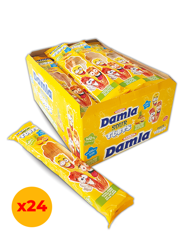 Damla Sour Tubes Licorice Tropikalli Jel Şeker Poşet 30 Gr X 24 Adet Kutulu
