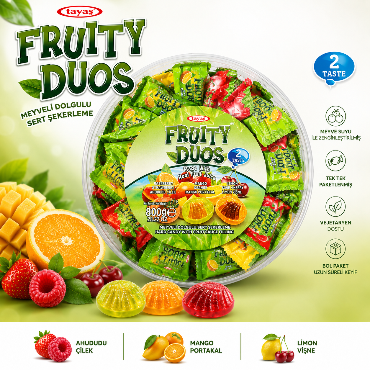 FRUITY DUOS 800GR KARIŞIK PVC KUTU