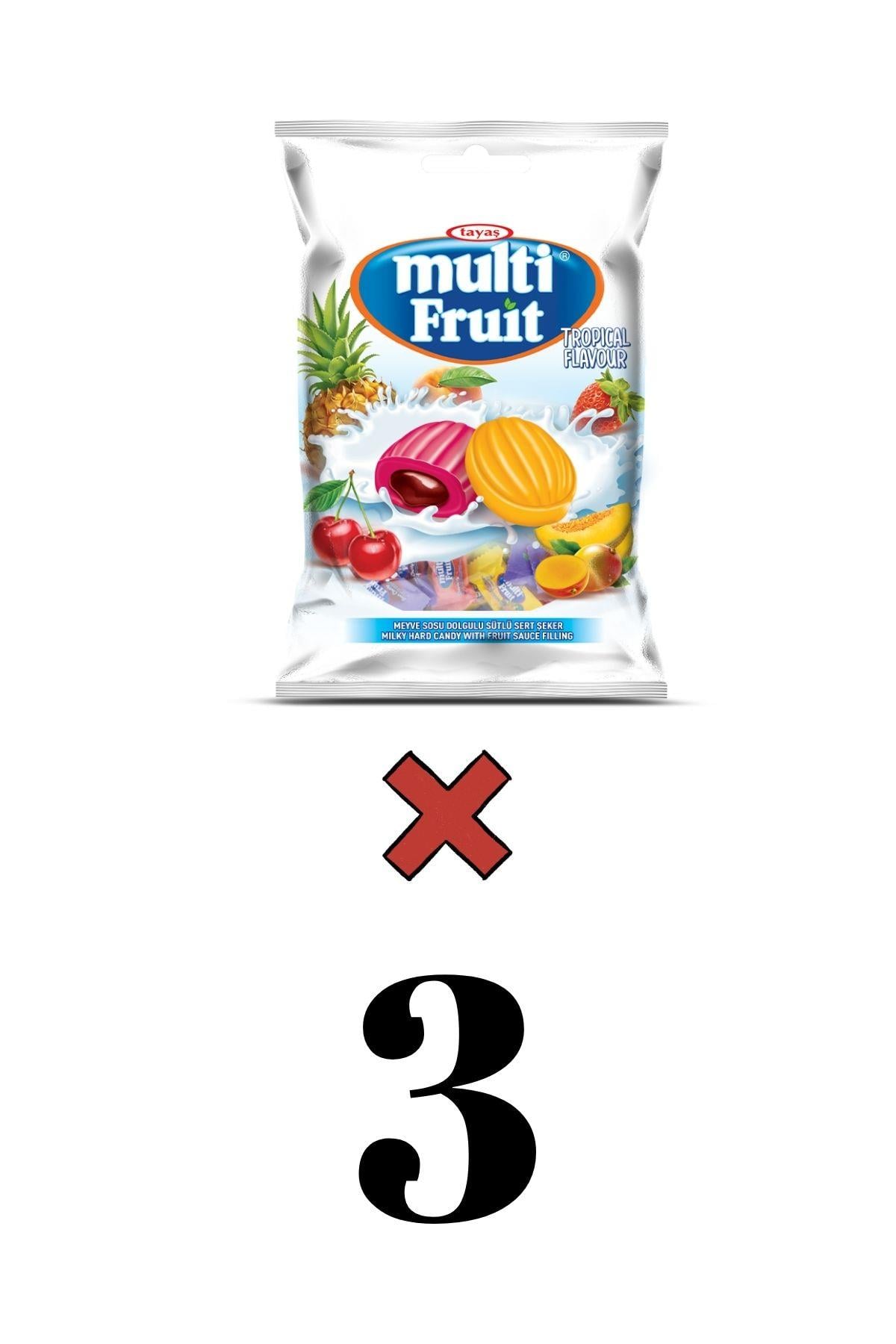 Multi Fruit Karışık Meyveli Sert Şeker Poşet 350 Gr x 3 Adet