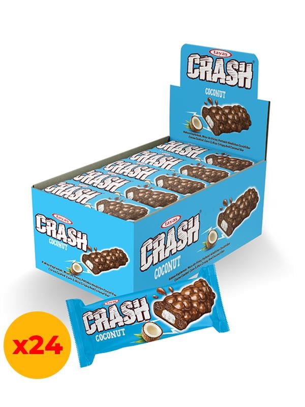 Crash Hindistan Cevizli Pirinç Patlaklı Bar Kutu 40 Gram x 24 Adet Kutulu