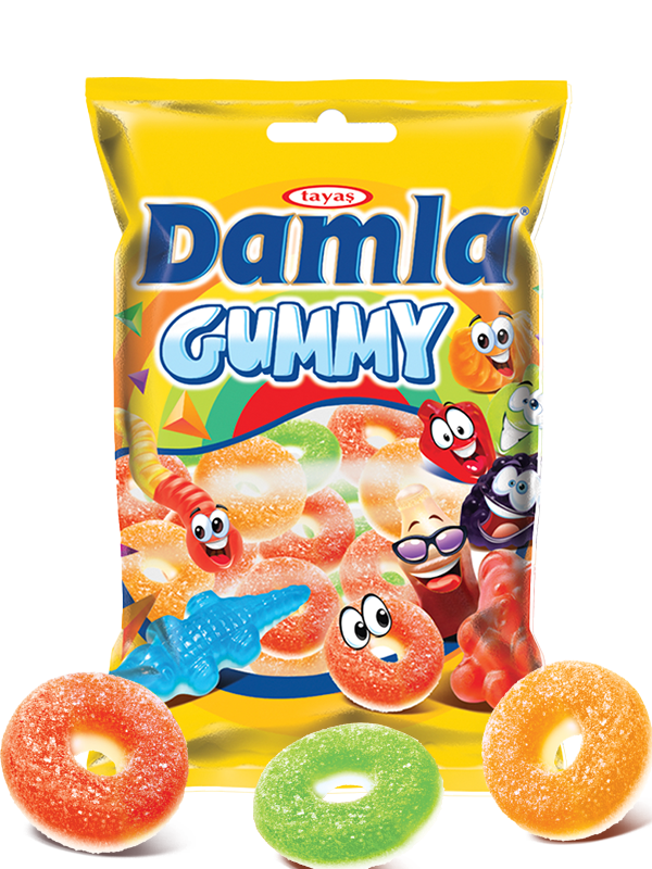 Damla Gummy Ring Sour Gummy & Foam 1 Kg Jel Şeker