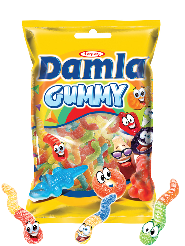 Damla Gummy Worms Sour 1 Kg Jel Şeker