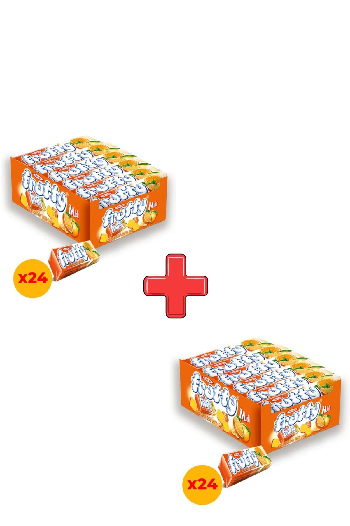 Frutty Midi Portakallı Yumuşak Şeker 20 gr X 24 Adet Kutulu 2'li Paket