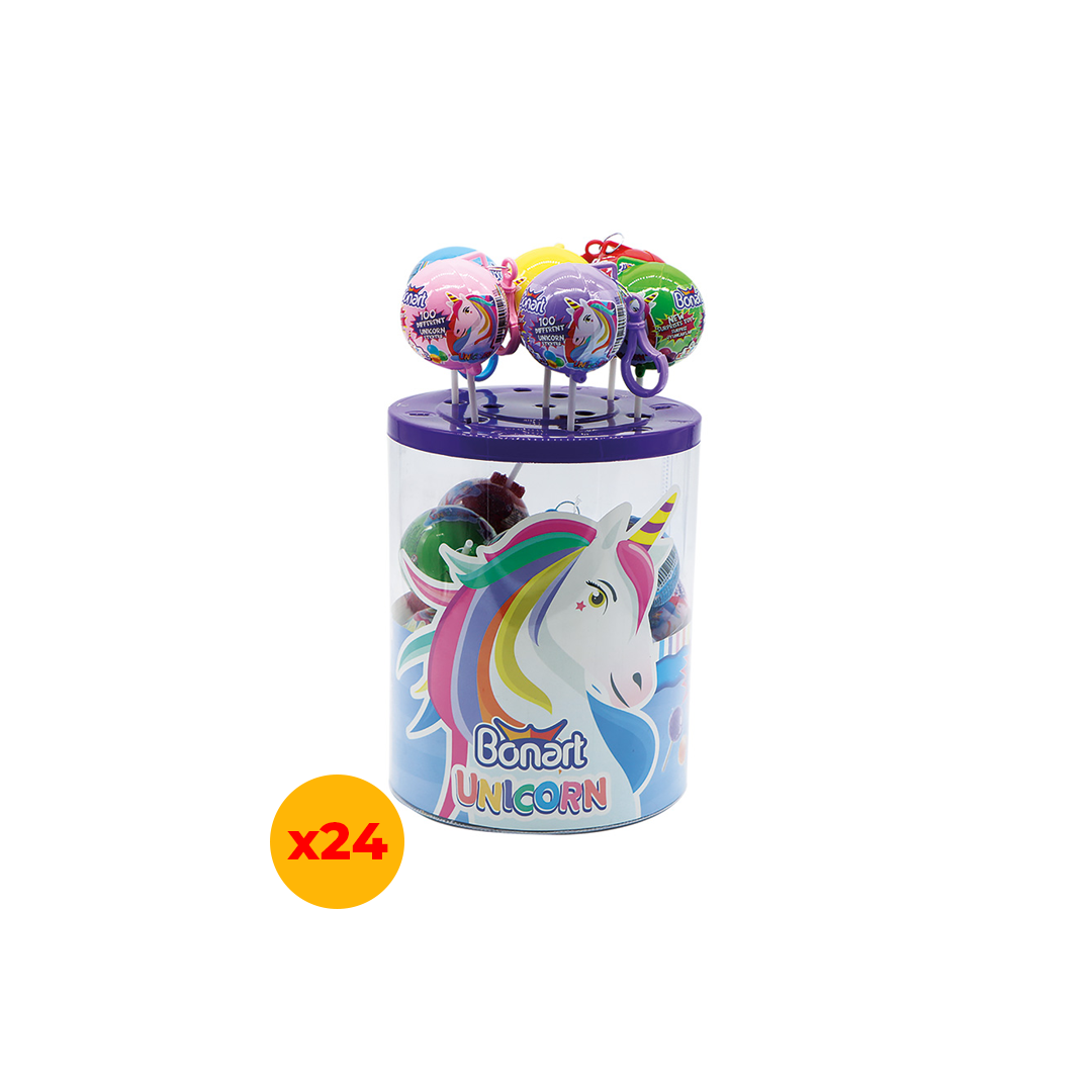 Unicorn Top Kafalar Lolipop Candy  11 Gr x 24 Adet