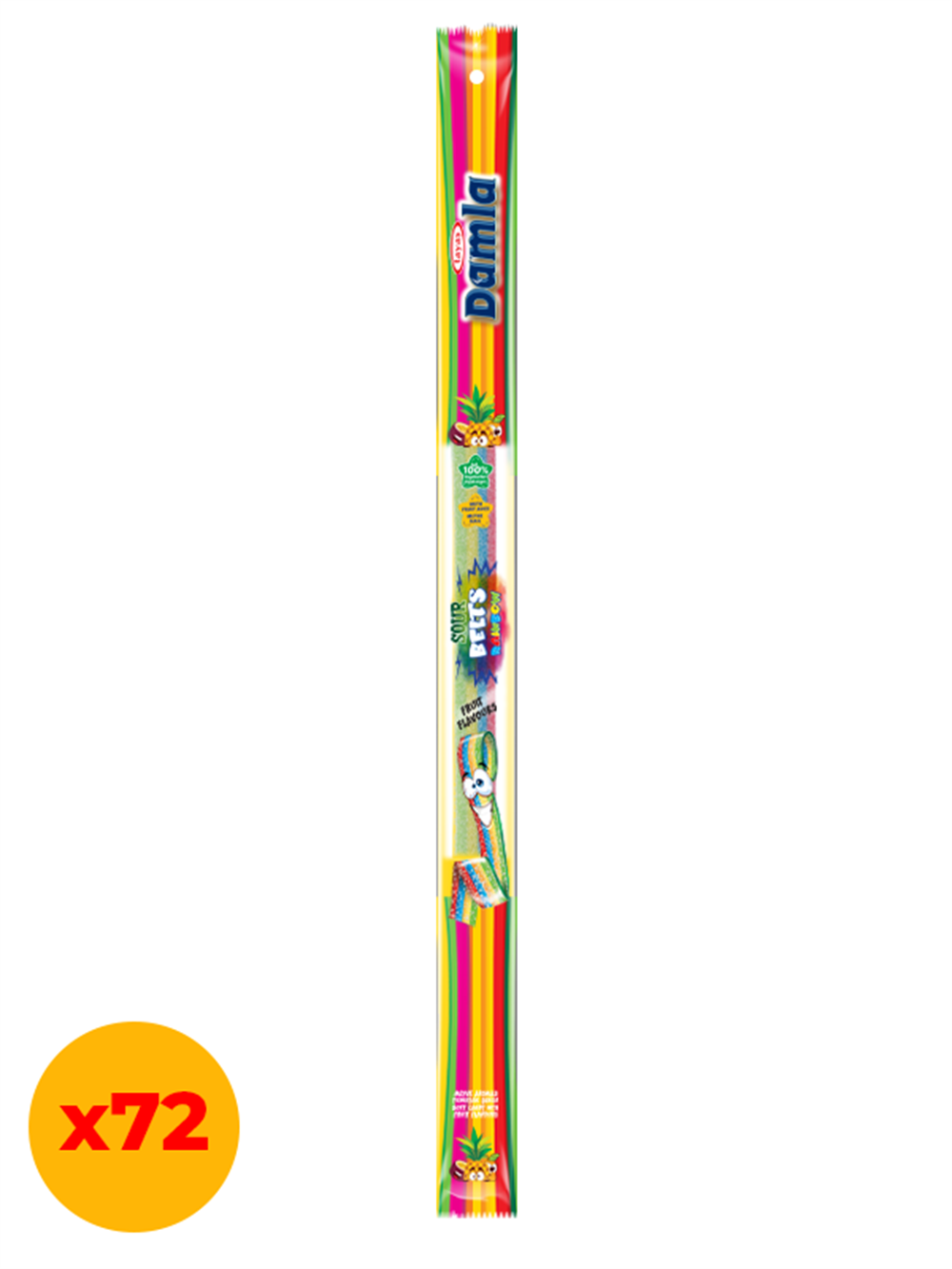 Damla Sour Belts Licorice Rainbow(Karışık Mix) Karton Kutu 15 Gr X