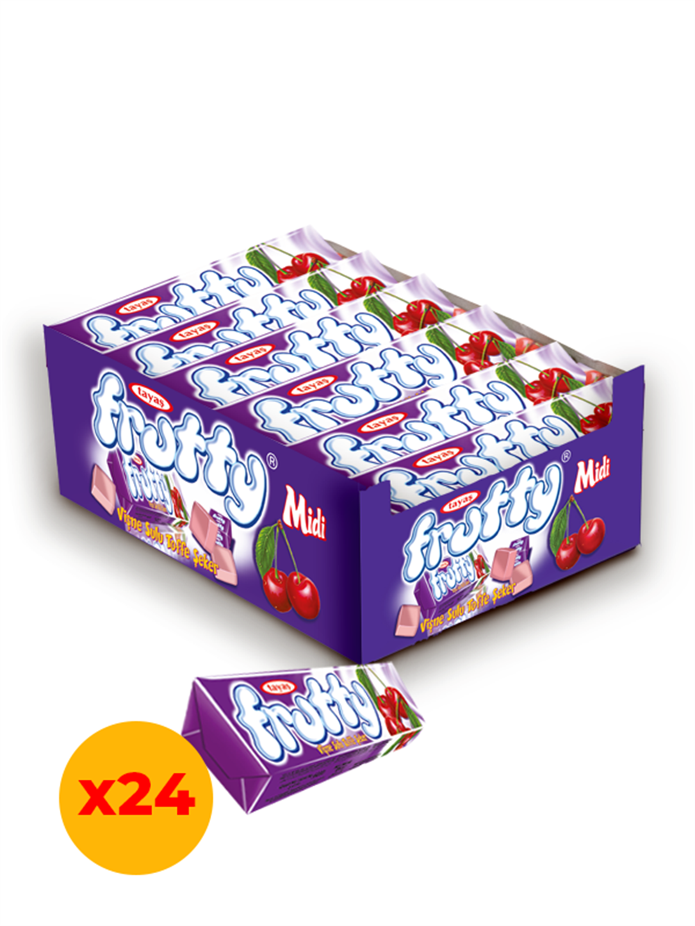 Frutty Midi Vişneli Yumuşak Şeker 20 Gr X 24 Adet Kutulu