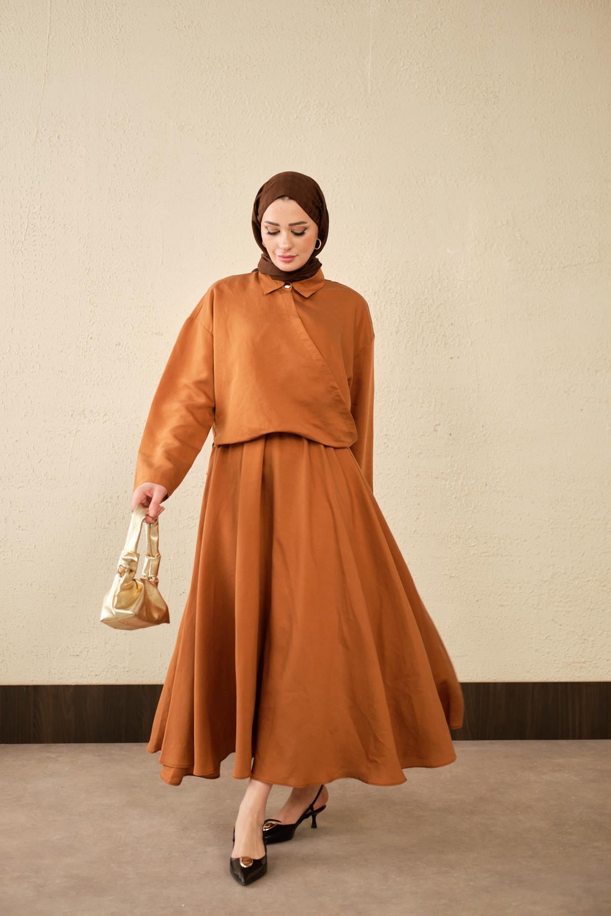 Breeze Gömlekli Elbise Kiremit