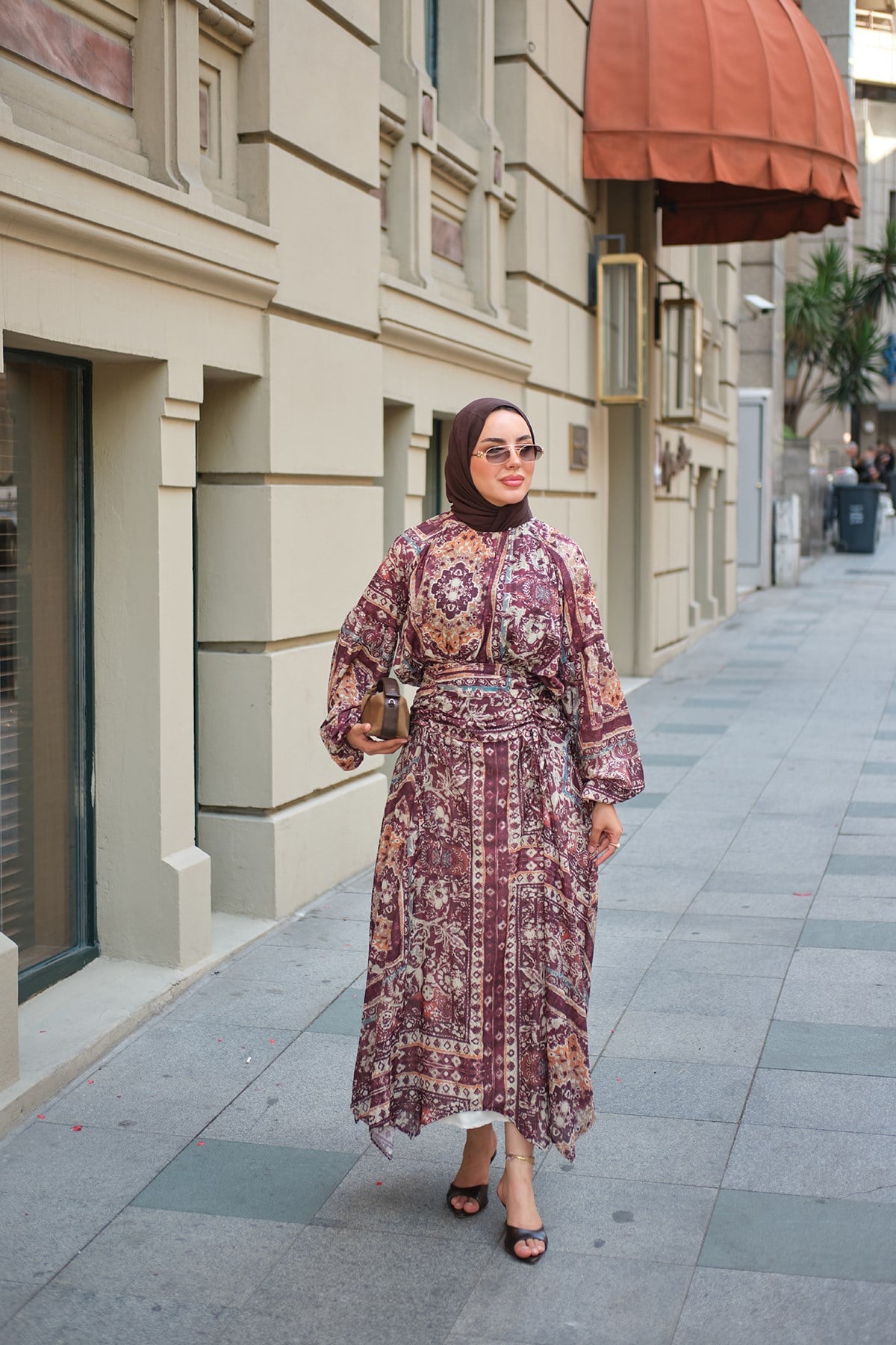 Etnik Desenli Takım Mürdüm