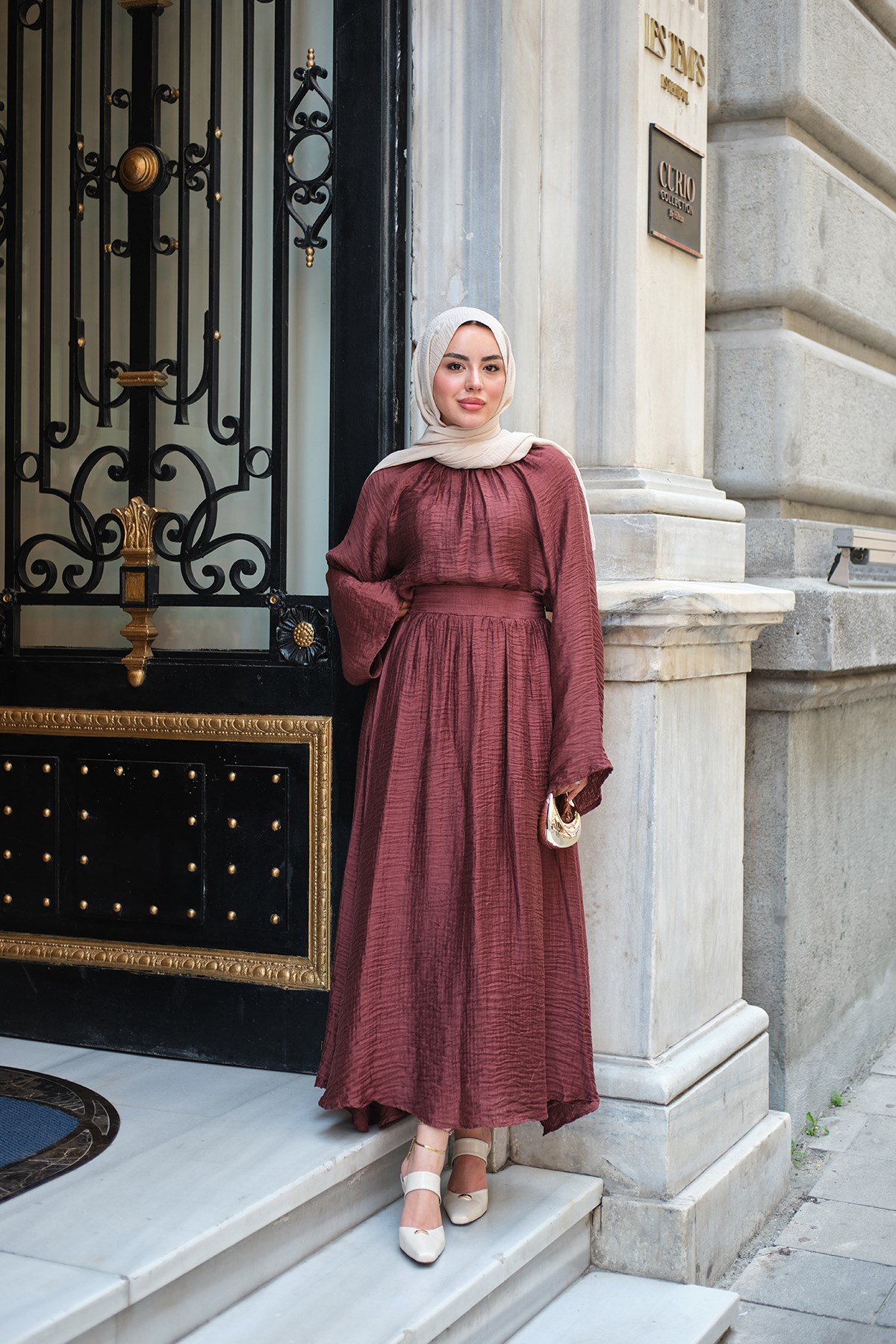 Gofre Kumaş Takım Mürdüm