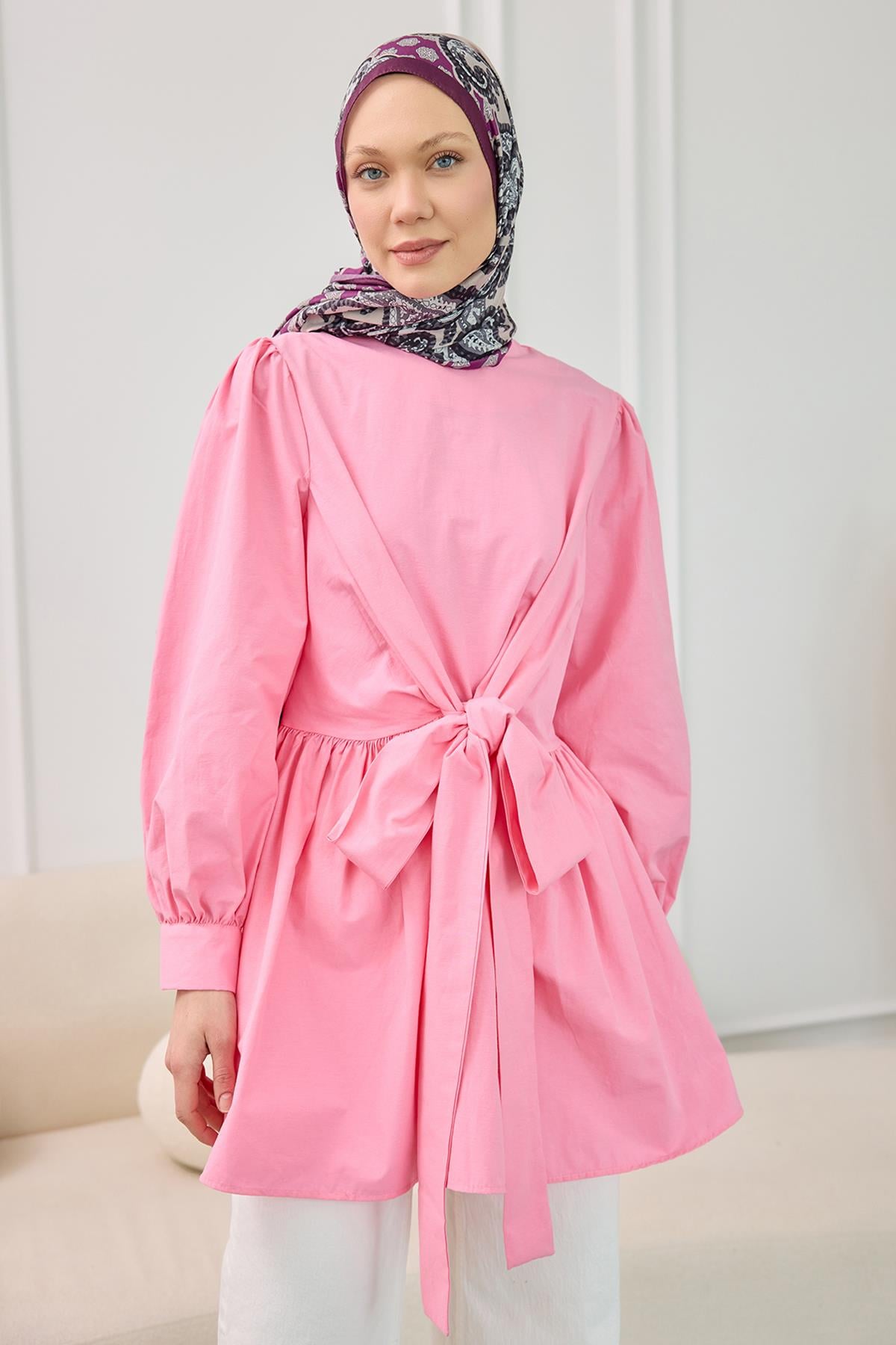 Önden Bağlamalı Bluz Pembe