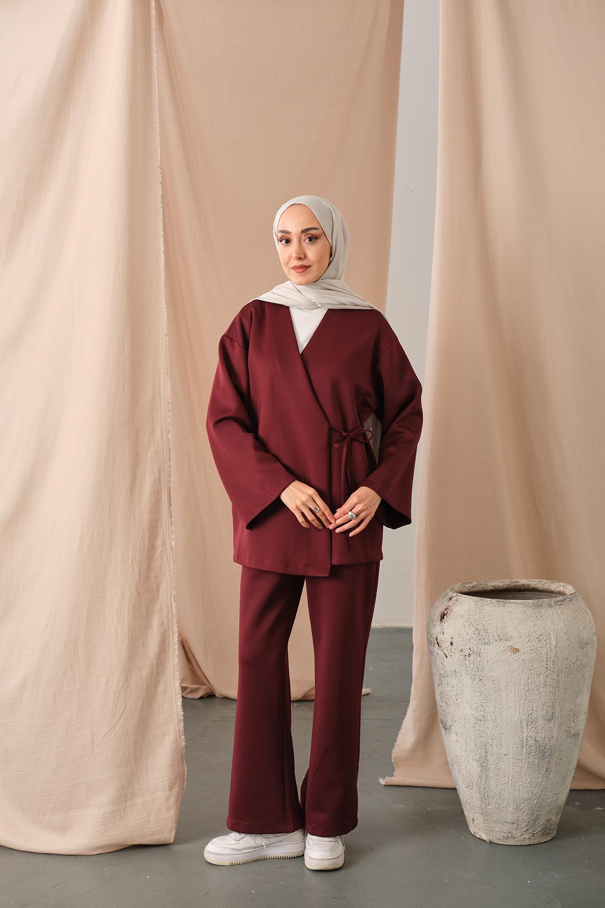 Yan Bağlamalı Takım Bordo