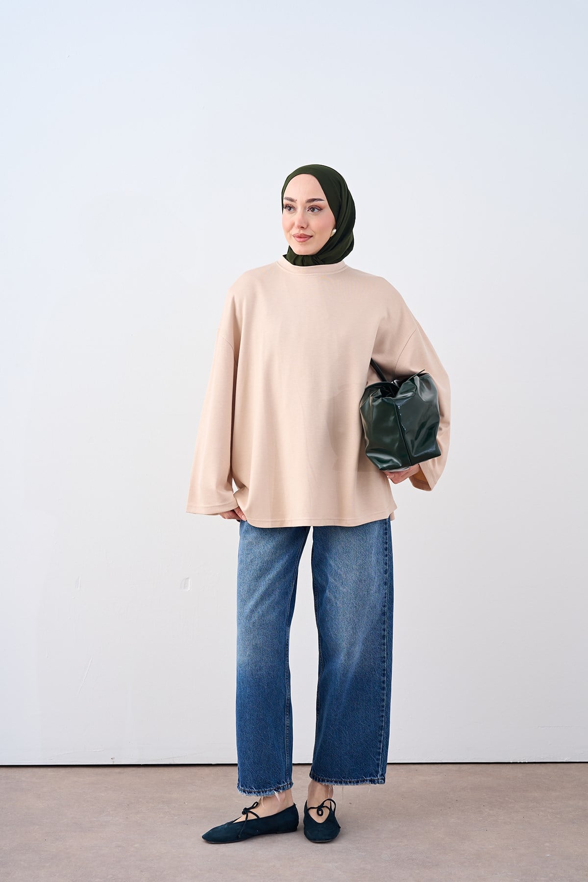Bel Bağlamalı Tunik Krem