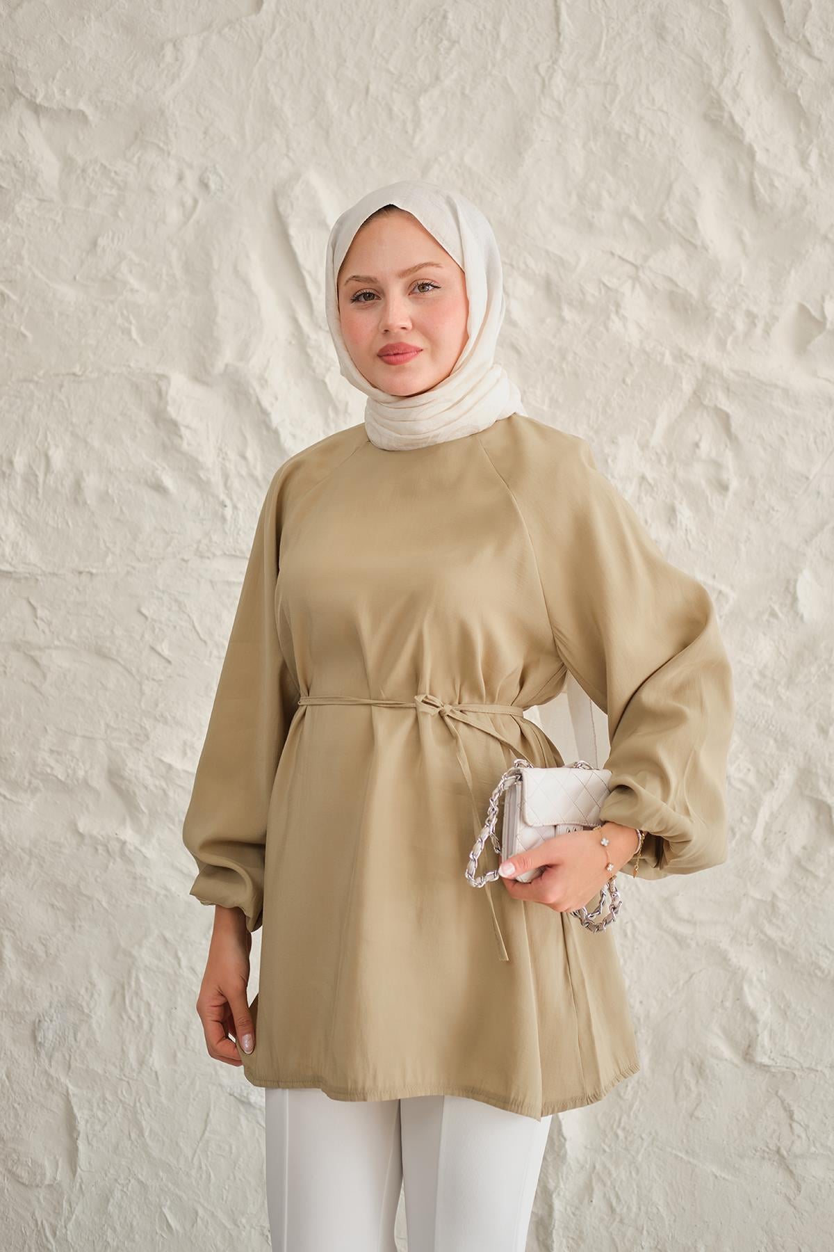 Bel Bağlamalı Tunik Küf Yeşil
