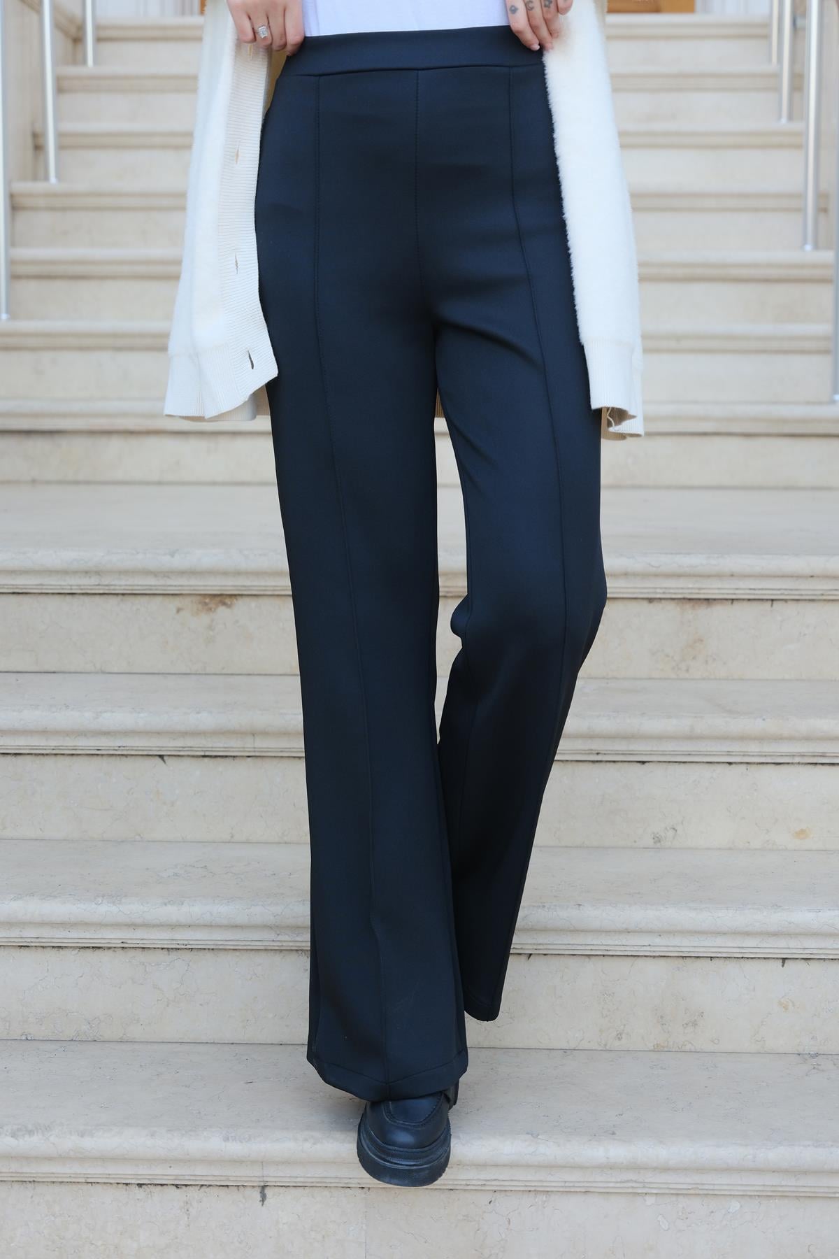 Biyeli Scuba Pantolon Siyah