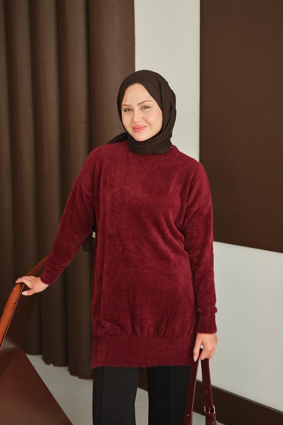Püsküllü Tunik Bordo