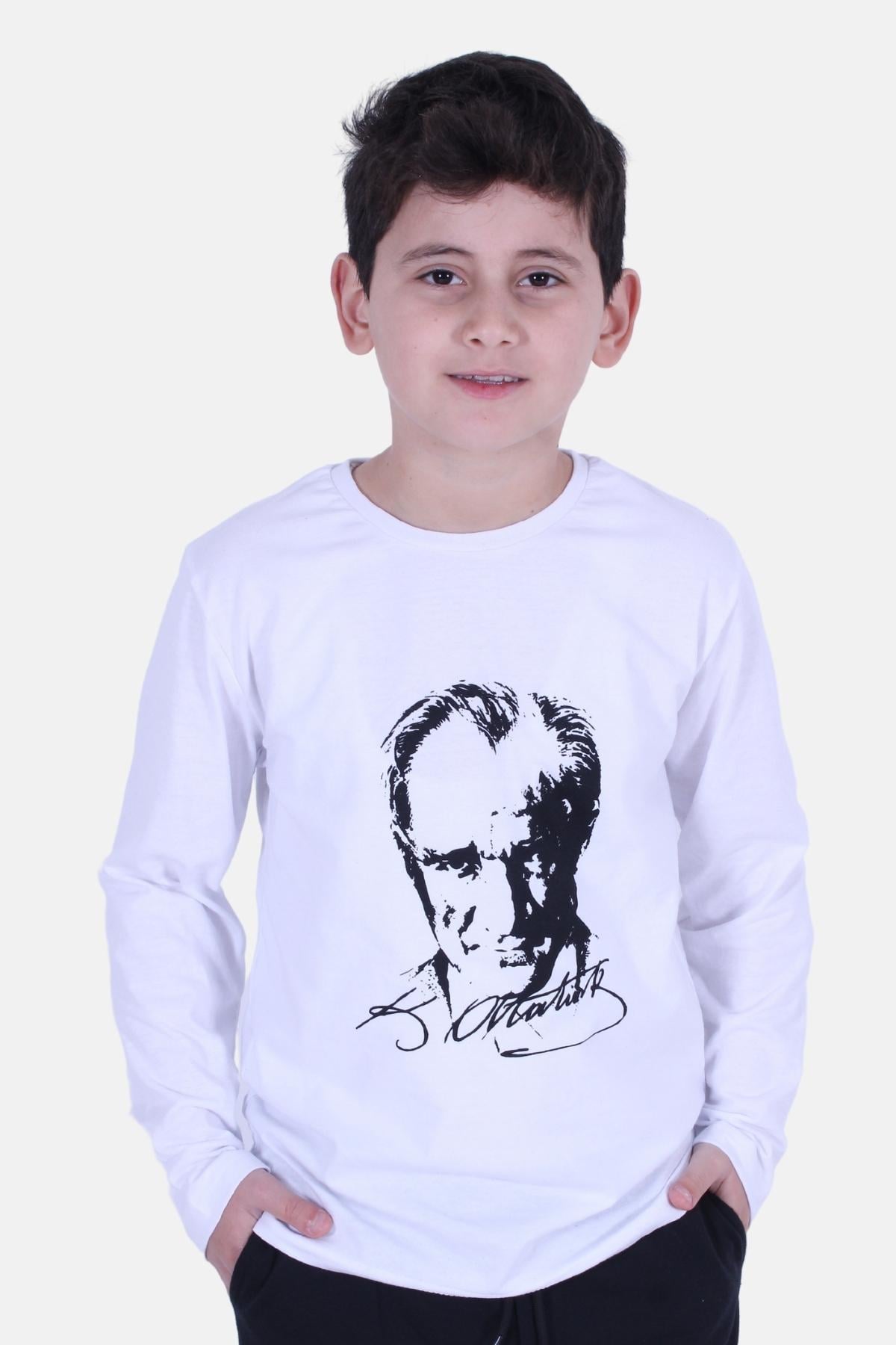 Atatürk Imza Baskılı Unisex Çocuk Sweatshirt